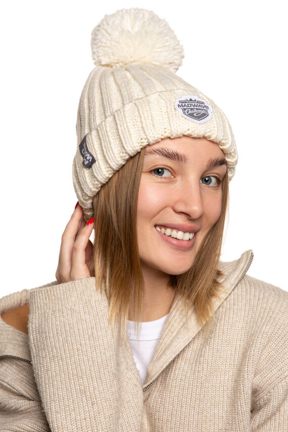 Mad Wave Bere Knit Beanie Pom-Pom Beyaz - 3